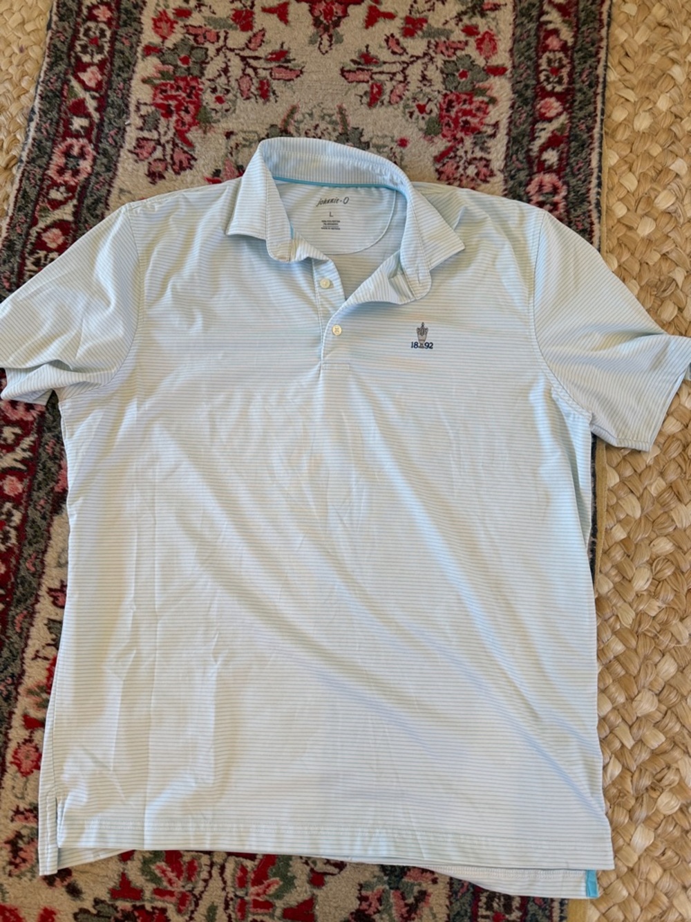 johnnie-O Light Blue Micro-Stripe Polo